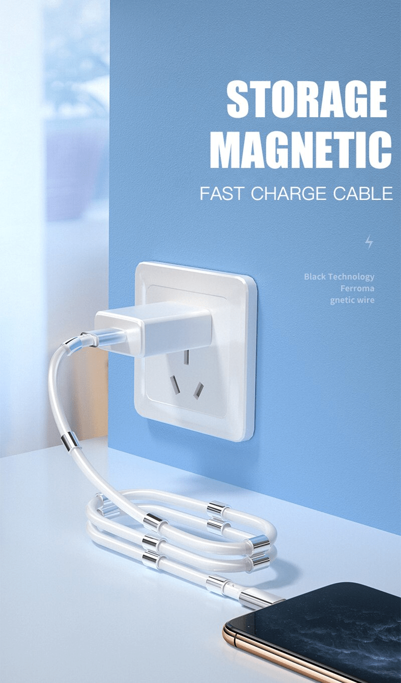 Magnetic Self Winding Micro USB Charging Data Cable for Smart Phone and Tablets - 01